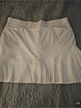 Chico's White Mini Skirt with Pleated Hem-Zenergy-Chico Size 2 (12)